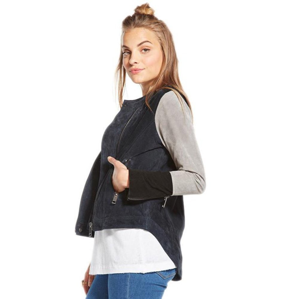 Chaser Collarless Leather Jacket CW6260-CLRBLK